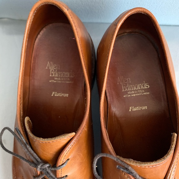 Allen Edmonds Mens Flatiron Brogue 8.5D Light Brown/Camel Leather Lace Up Oxford - Picture 5 of 8